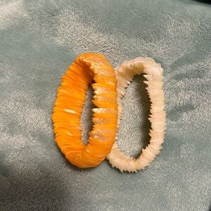 Creamy orange and white shell bracelets
